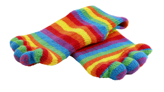 Colorful striped toe socks made of soft knitted fabric