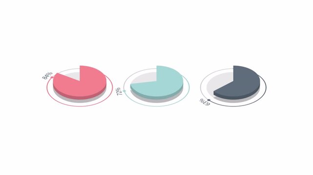 Isometric Pie Chart Data Visualization Animation.