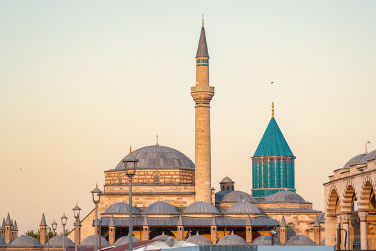 Mevlana Museum and Kubbe-i Hadra during warm evening in Konya