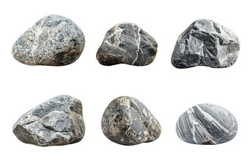 collection of Rock boulder on white background. © Saichol
