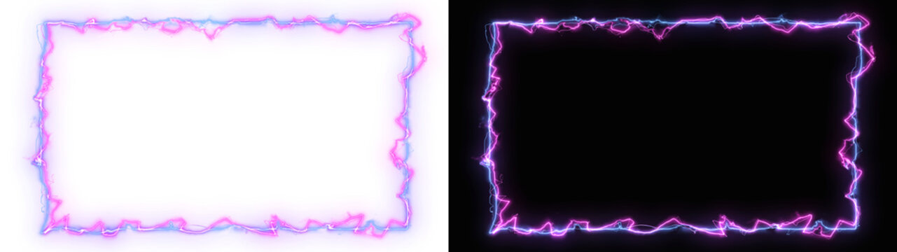 Electric power discharge frame square border effect background.