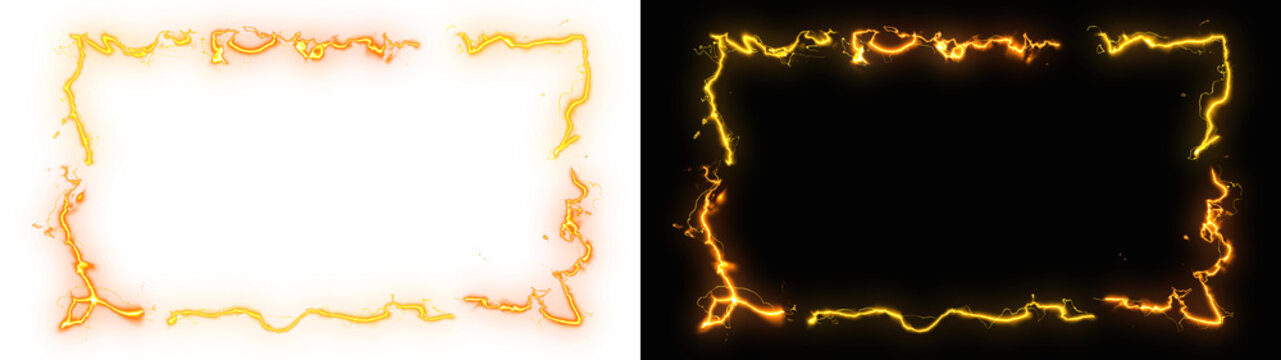 Electric power discharge frame square border effect background.