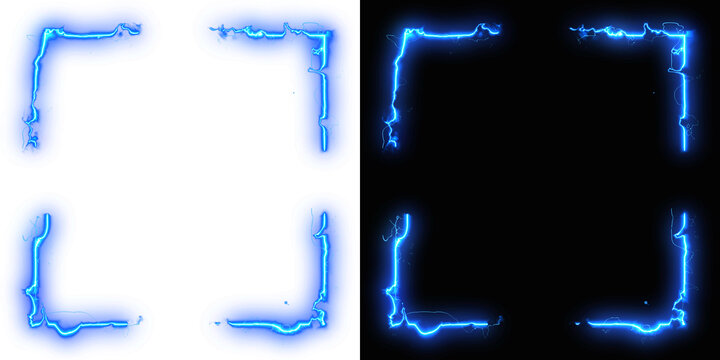 Electric power discharge frame square border effect background.