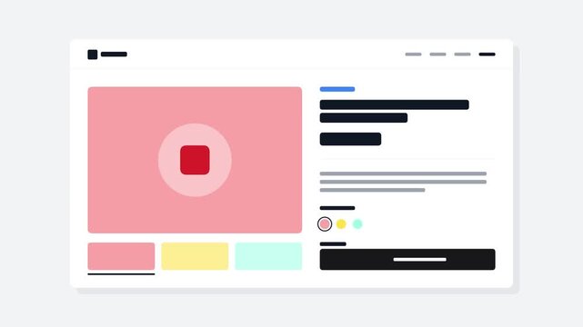 Web interface design for video recording platform and online media player dashboard mockup