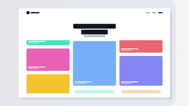 Minimalist portfolio masonry web UI design template vector illustration with colorful blocks layout