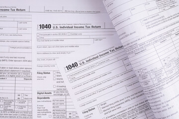 Fototapeta premium Closeup of Annual Tax Paperwork