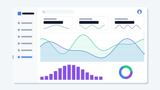 Modern Data Analytics Web Dashboard UI Screen Template with Financial Statistics Charts and Graphs