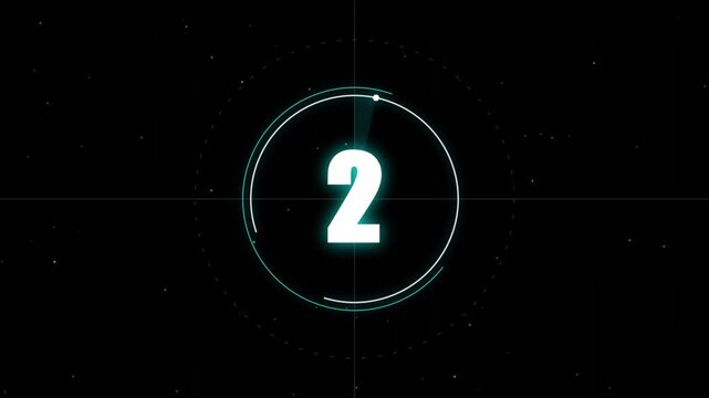 Futuristic countdown timer with glowing number four centered within a circular interface 