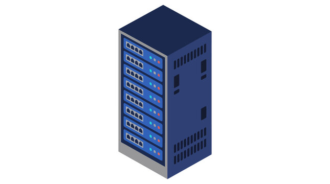 Server rack tower standing vertically as a standalone data storage and network management unit.