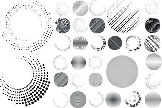 Collection of vector design elements. Set of logos with lines, spirals and circles. Various forms of line and dots design.Vector logo collection. Bundle of circle icons and elements. Set of lines art.