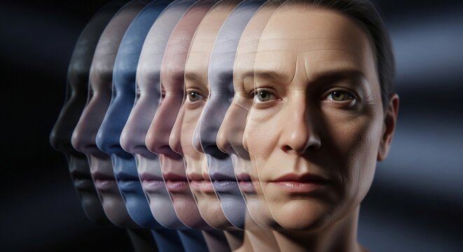 Woman face portrait evolution