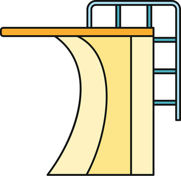 Diving board featuring a ladder and platform, representing summer fun and swimming sports