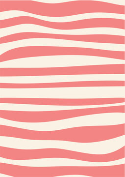 A seamless stylish modern abstract vector background featuring wavy horizontal stripes in coral pink and cream white, highlighting creative graphic designs and decorative patterns.