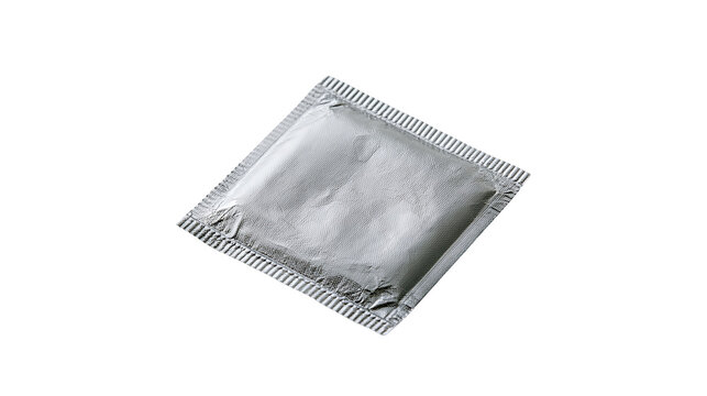 Silver metallic square condom foil wrapper packet