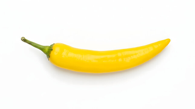 Single fresh yellow chili pepper isolated on white background