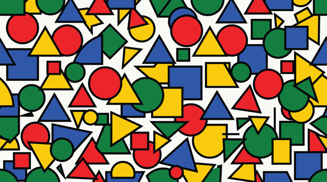 Abstract vector pattern illustration featuring colorful geometric shapes on a clean white background for modern design