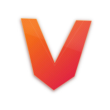 Modern letter V logo icon, orange and red gradient alphabet symbol, geometric initial design on white background