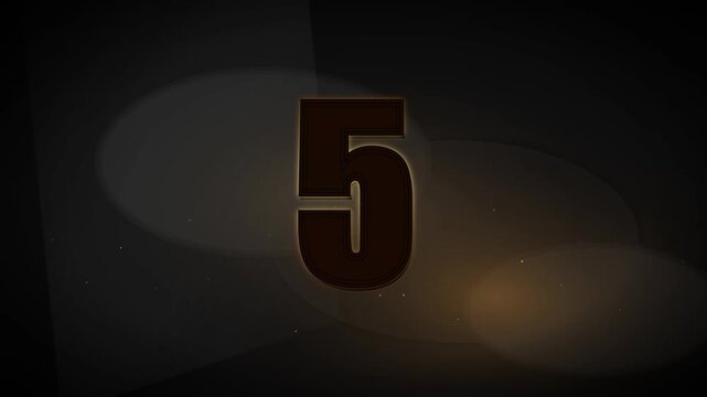 Number counter going from one to ten with 3d cinematic glowing light leaks