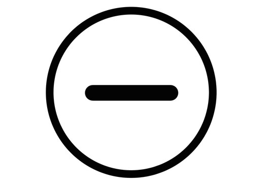 Black outline minus sign in circle icon transparent background