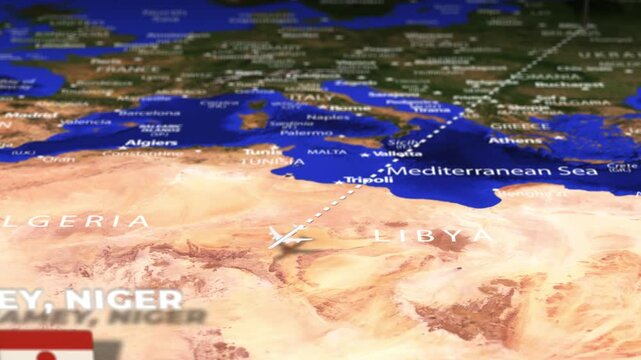 Flight From Minsk BELARUS to Niamey NIGER with flag pins
