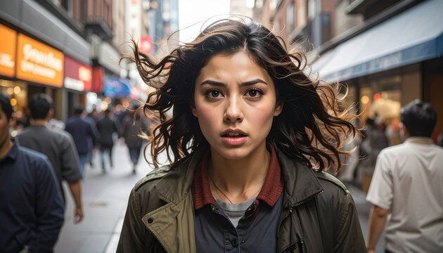 Woman portrait city street
