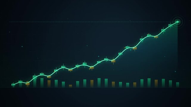 Dynamic Bull Market Financial Candlestick Chart With Glowing Trendlines