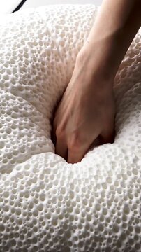 Close-Up Exploration of a Porous White Material Showcasing Intricate Bubble-Like Structures and Unique Texture in Two Distinct Frames