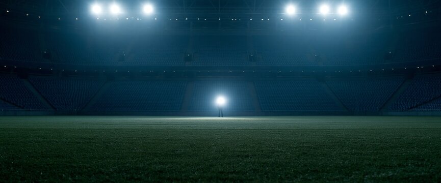 Person standing alone in empty stadium
