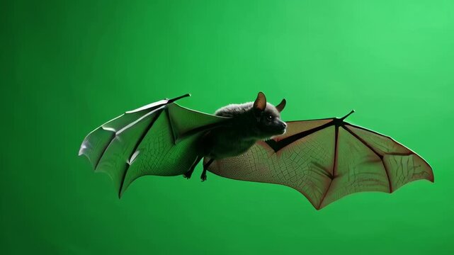 Halloween bat flying on a green screen background