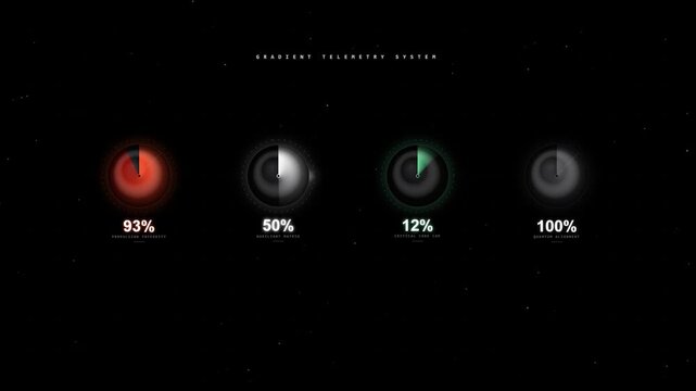 Digital progress bar interface showing loading percentages with status