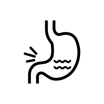 Stomach digestion acid reflux and gastric acid icon, Medical illustration of gastroesophageal disease and heartburn
