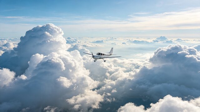 Small plane above clouds