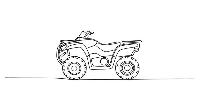 Black and white line drawing of a four wheeler quad bike vehicle isolated on a white background Vector, illustration