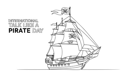 Pirate Ship Drawing Isolated on Transparent Background - International Talk Like a Pirate Day © Zeyi