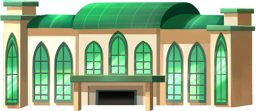 Islamic Boarding School Pesantren Building Illustration