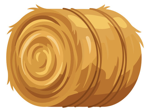 Round hay bale agricultural harvest symbol isolated on white background
