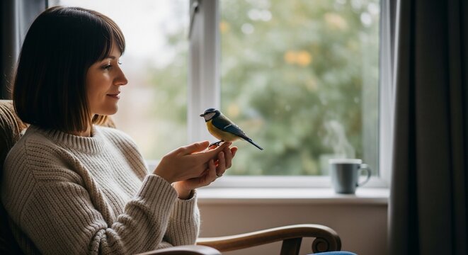 Woman and bird