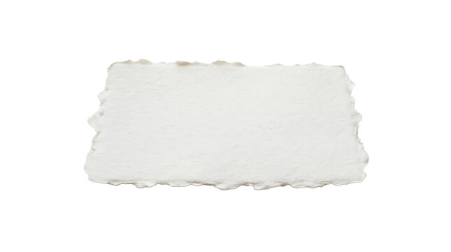 A rectangular piece of white fluffy foam or sponge material with a rough uneven texture isolated on white background