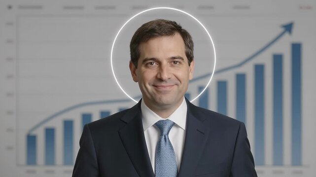 Business Professional Presenting Growth Insights with Confidence