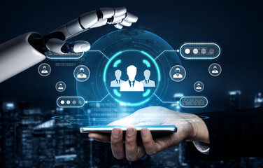 Robotic Hand Reaching for Human Touch with Digital Interface and Data Visualization in a Futuristic...