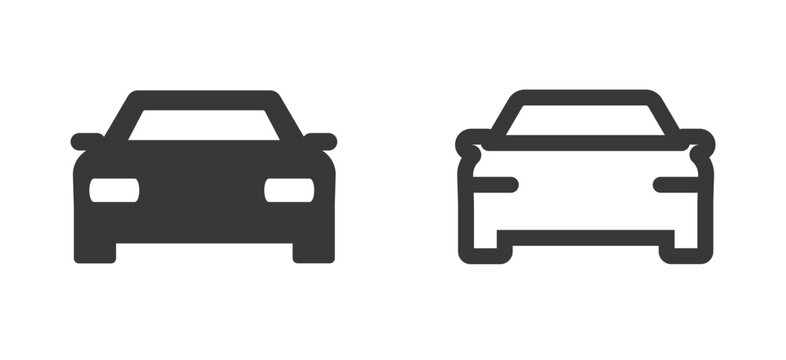 Car vehicle icon simple line stroke, auto outline shape silhouette sign symbol pictogram set, transport automobile vector graphic isolated on white background image clip art
