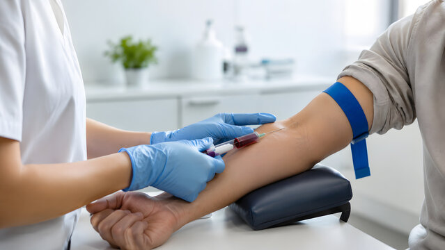 Nurse Drawing Blood for Cholesterol Screening