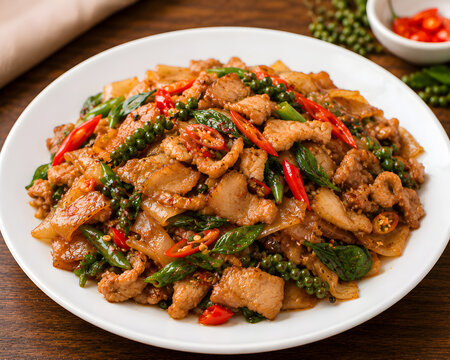 chicken with rice Spicy Stir-Fried Noodles / Pad Kee Mao