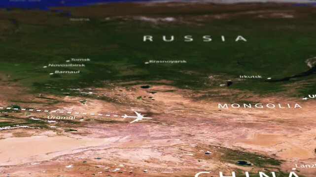 Flight From Minsk BELARUS to Pyongyang NORTH KOREA with flag pins