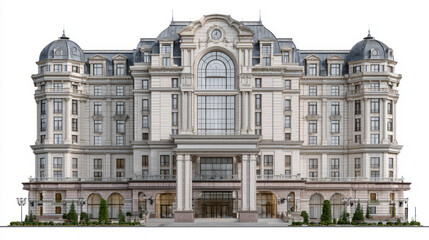 Obraz premium Stunning historical hotel featuring exquisite architecture and intricate details set against a vibrant city skyline