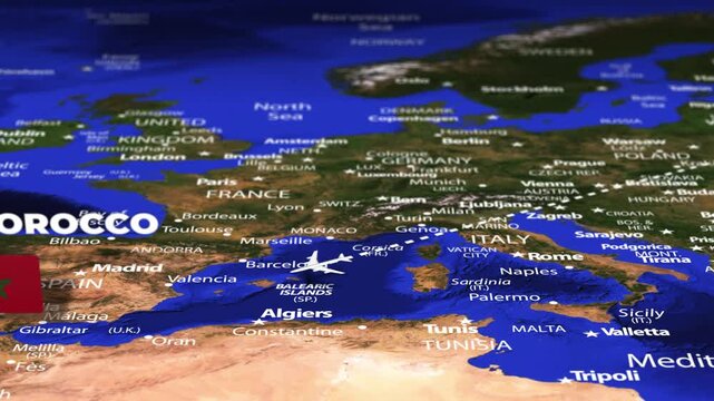 Flight From Minsk BELARUS to Rabat MOROCCO with flag pins