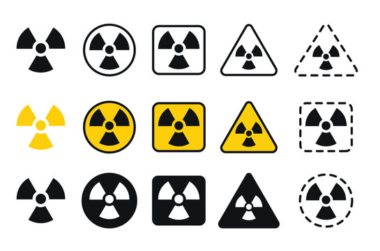 radiation warning icon set. collection of radioactive, radiation, nuclear, hazard, warning, contamination, safety, and danger symbols. editable stroke. vector icon collection.