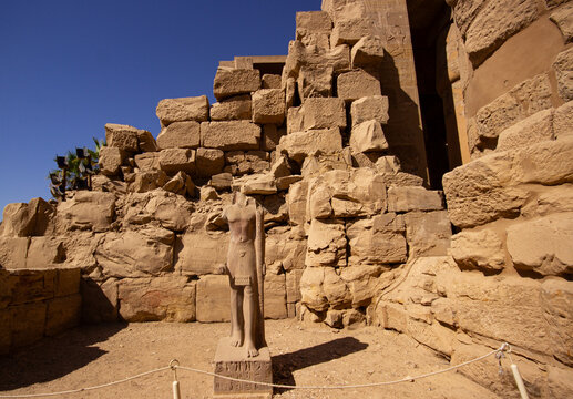 Historical monuments of Luxor, karnak temple, statues and columns in ancient buildings, Egypt