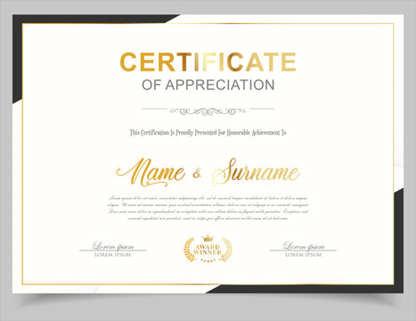 Elegant and luxurious certificate template. Business, Award, Training achievement certificate or diploma retro design 