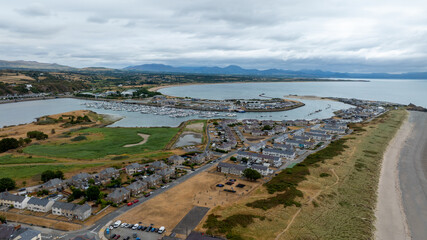 Aerial photo of Pwllheli. Pwllheli is a market town and community on the Llŷn Peninsula in Gwynedd, north-west Wales. It had a population Pwllheli is the place where Plaid Cymru was found © Brian